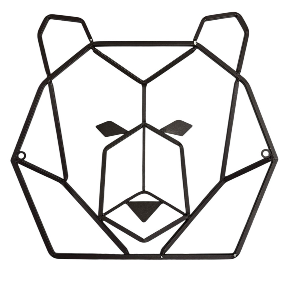 Rust Geometric Bear Head Metal Wall Decor Perfect Wildlife-Themed Nursery WP66Q2
